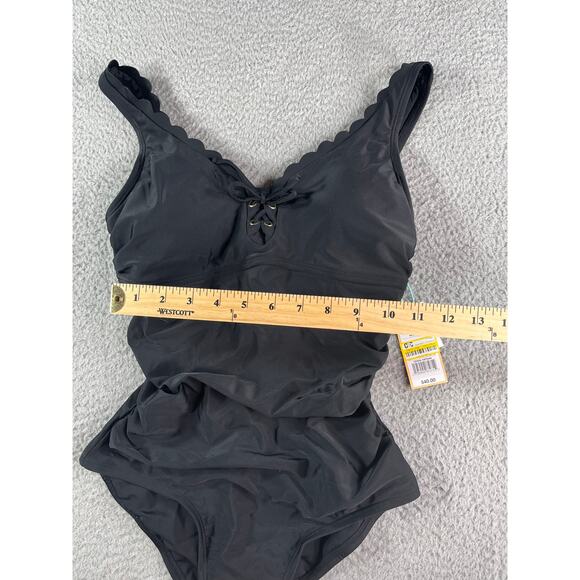 Kona Sol One Piece Swimsuit Womens Small Black Drawstring Detailed Swimwear NWT - Picture 6 of 11